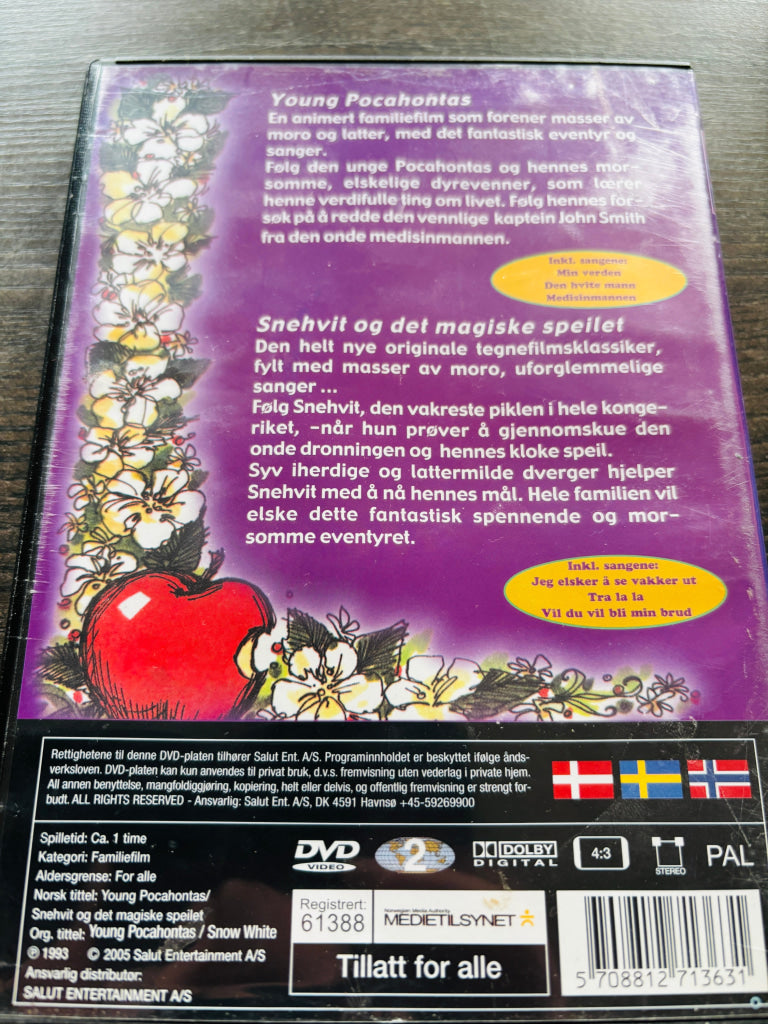 Young Pocahontas / Snehvit og det magiske speilet. DVD.