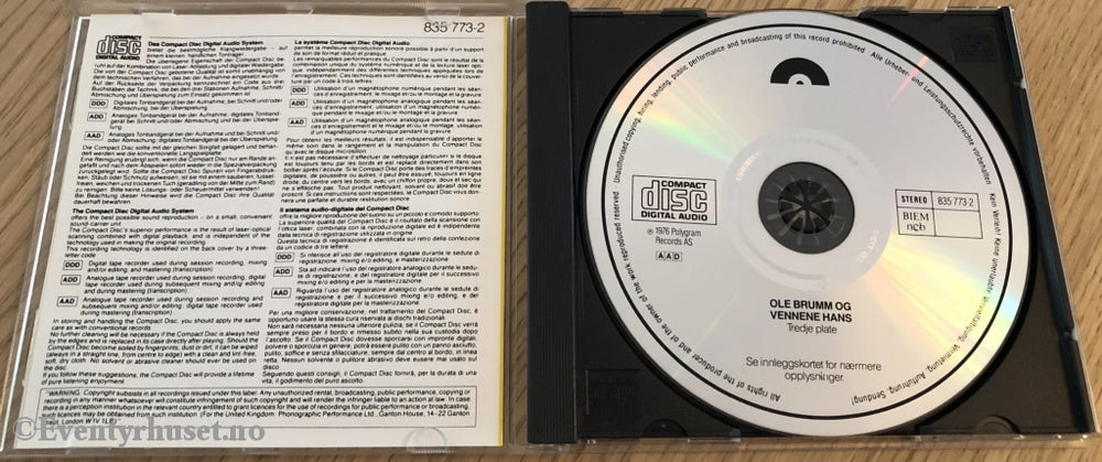 A. Milne. 1976. Ole Brumm Og Vennene Hans. Tredje Plate. Thorbjørn Egner Forteller. Lydbok På Cd.