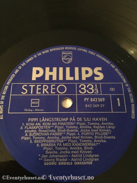 Astrid Lindgren. Pippi Långstrump På De Sju Haven. Lp. Lp Plate