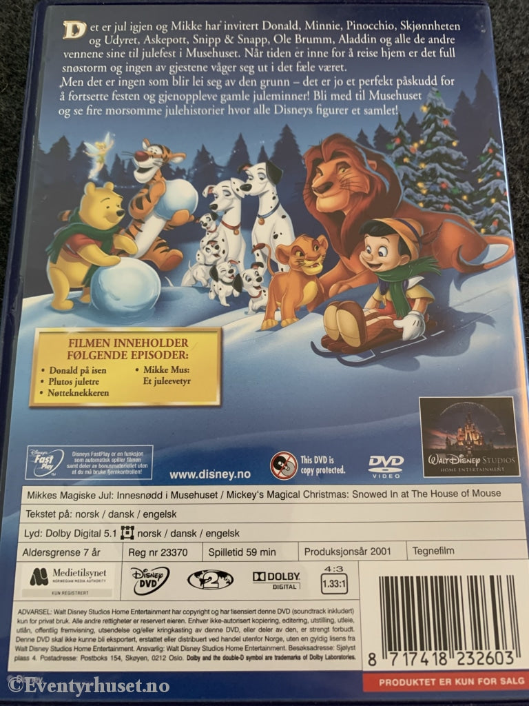 Disney Dvd. Mikkes Magiske Jul. Innesnødd I Musehuset. 2001. Dvd