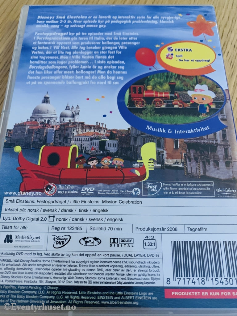 Disney Dvd. Små Einsteins. Vol. 1. Fest-Oppdraget! 2008. Dvd