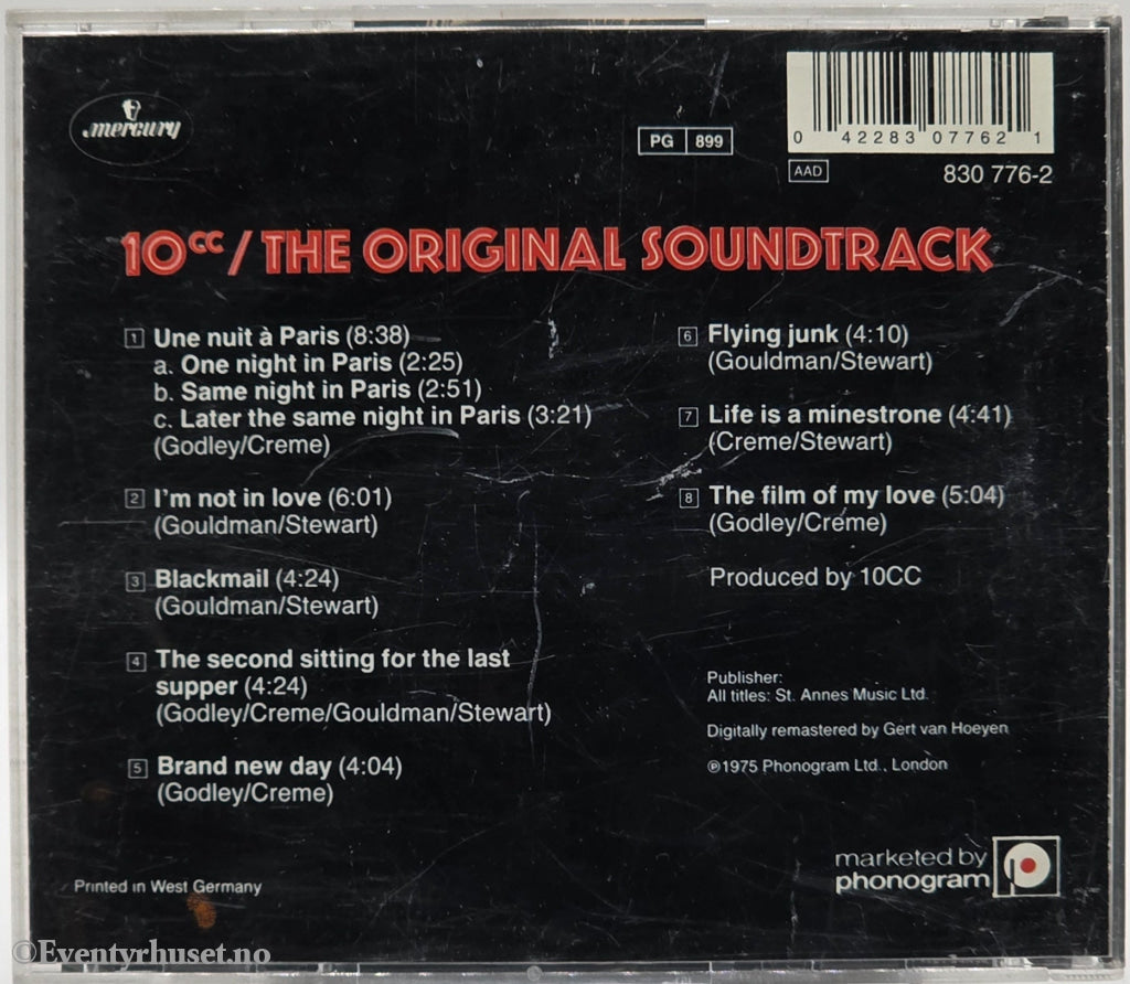10cc. 1975. The Original Soundtrack. Musikk-CD.
