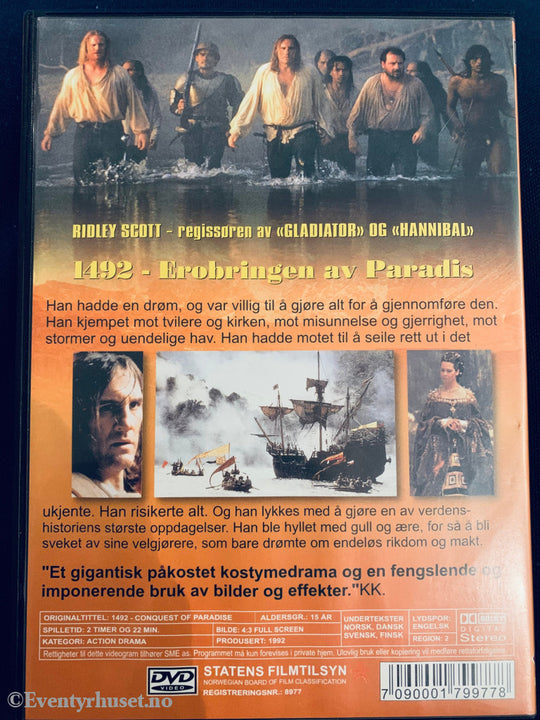 1492 Erobringen Av Paradis (Conquest Of Paradise). Dvd. Dvd