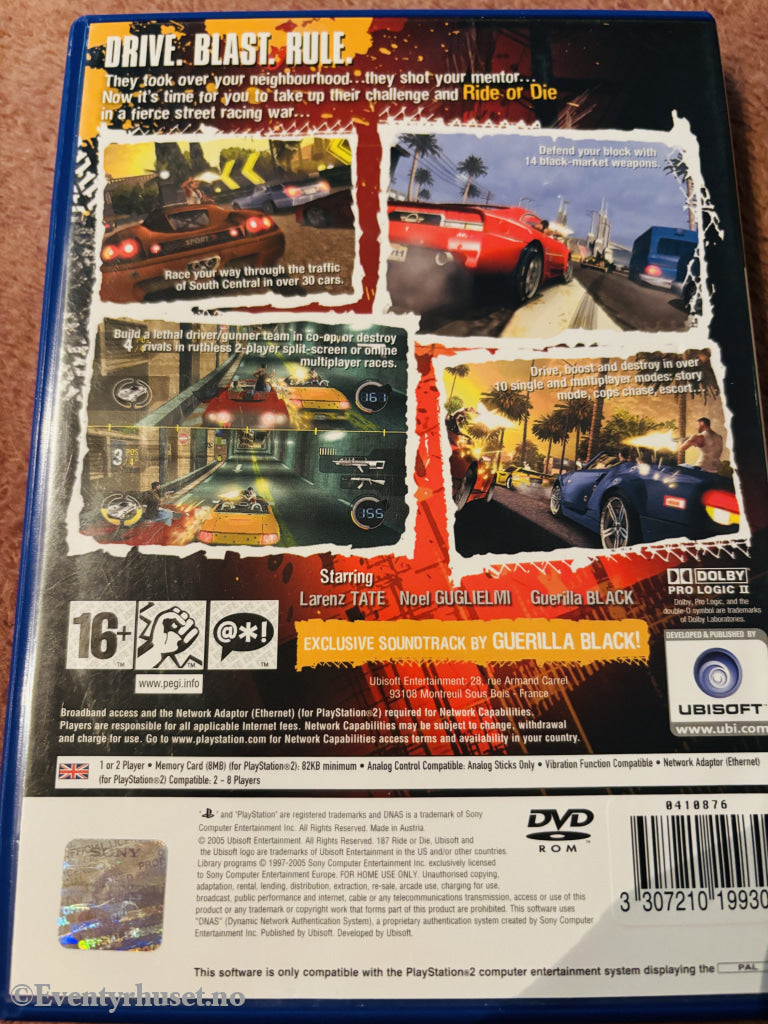 187 Ride or Die. PS2.