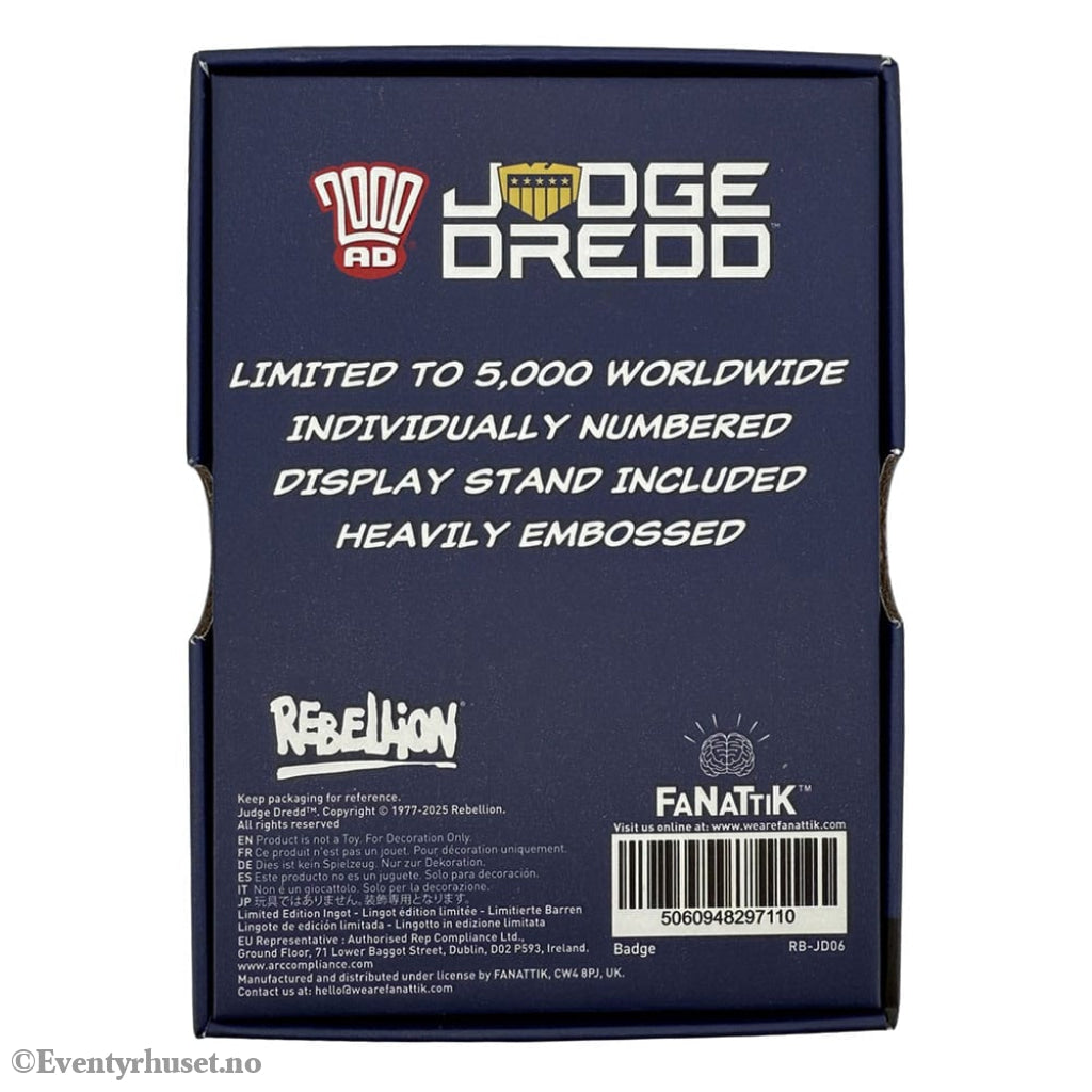 2000 AD Replica Judge Dredd Badge Limited Edition Collectibles
