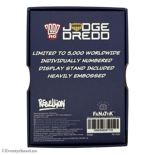 2000 AD Replica Judge Dredd Badge Limited Edition Collectibles