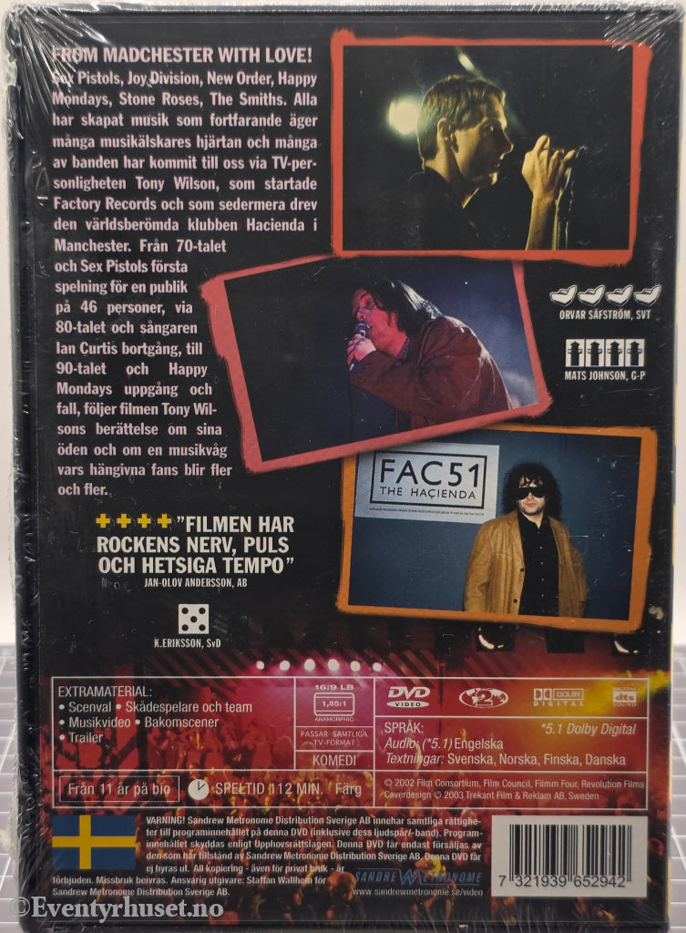 24 Hour Party People (2002). DVD. Ny i plast!