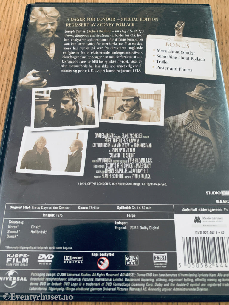 3 dager for Condor (1975). DVD.