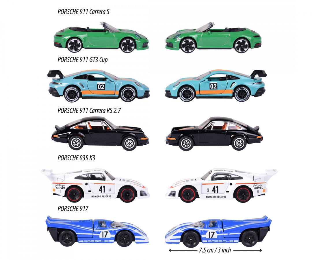 RIDE COOL - Porsche - Pack of 5 Miniature Cars - 1:64