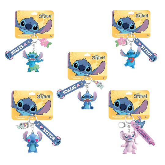 STITCH - Display of 25pc 3D Foam Keychain - 5 Models