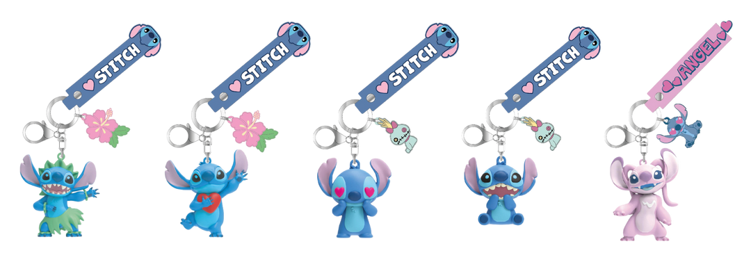 STITCH - Display of 25pc 3D Foam Keychain - 5 Models