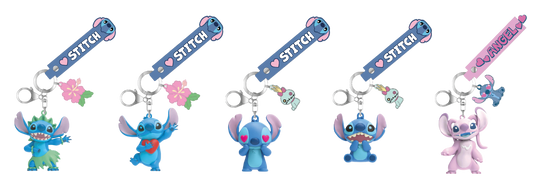 STITCH - Display of 25pc 3D Foam Keychain - 5 Models