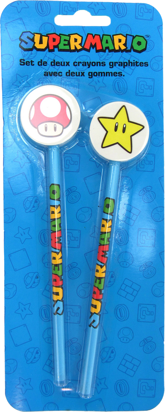 SUPER MARIO - Set of 2 Pencils with Eraser