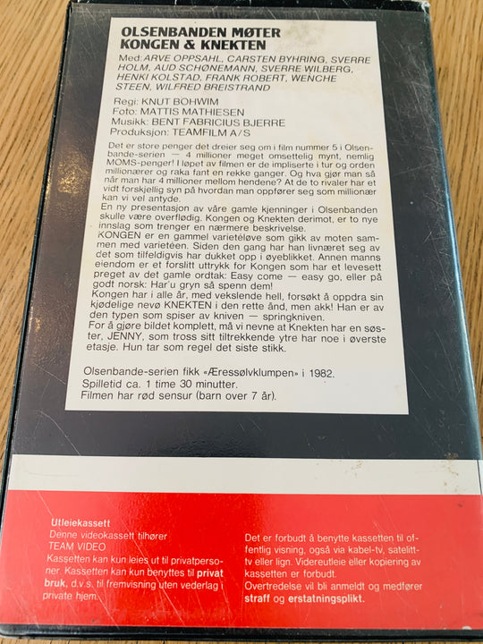 Olsenbanden møter kongen og knekten. 1974. VHS Big Box.