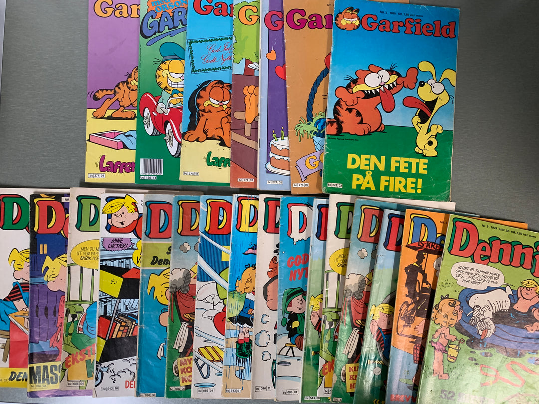 Garfield tegneseriehefter – samling med Dennis-hefter
