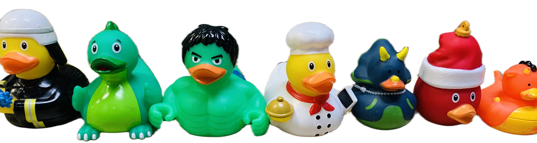 Samling badeender og figurender