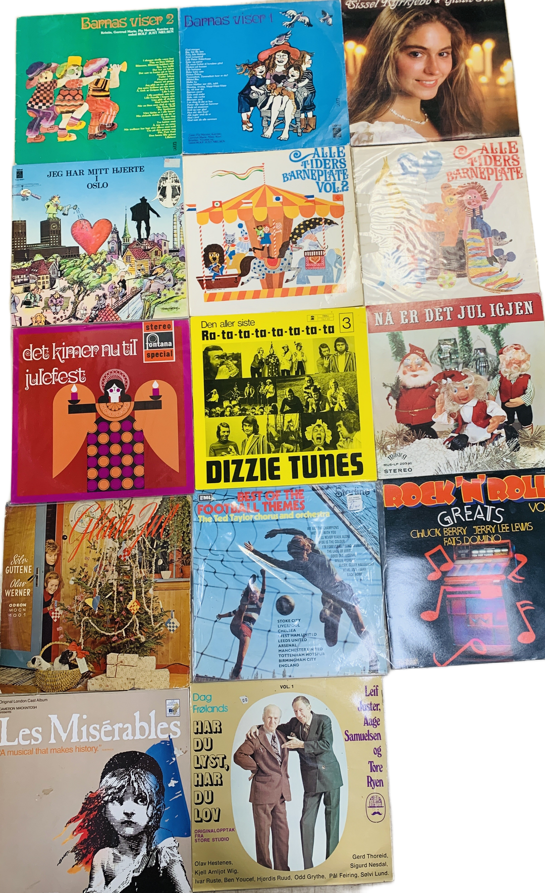 Samling LP-plater og barneplater