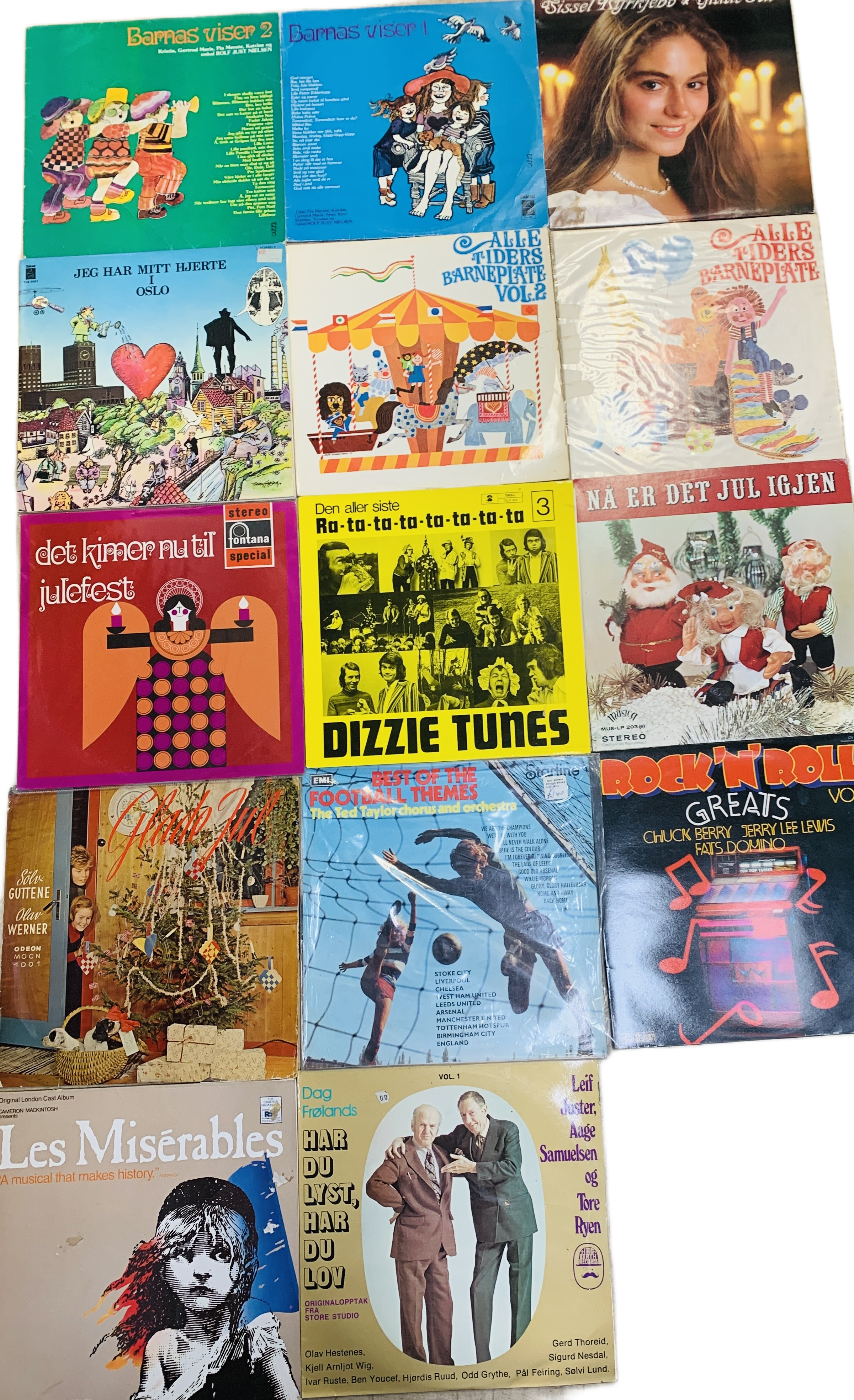 Samling LP-plater og barneplater