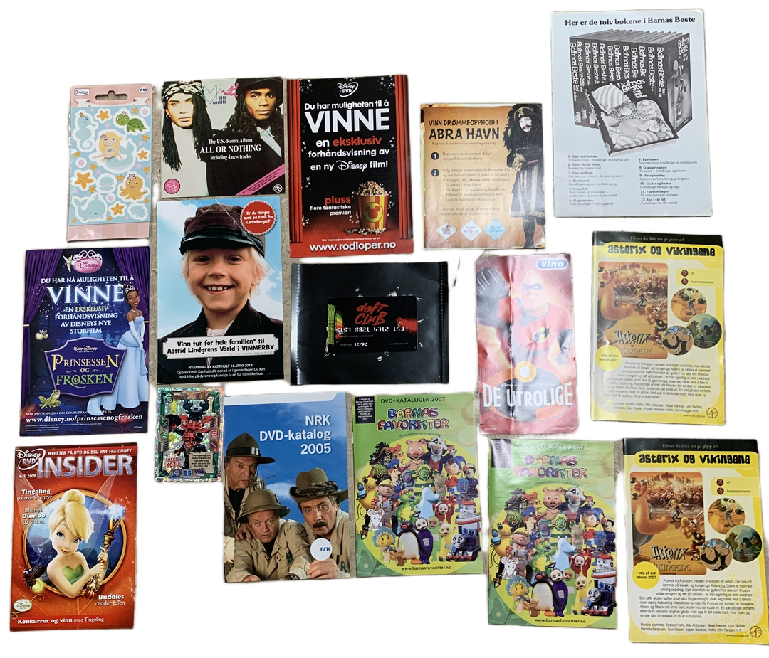 Samling reklame og aktivitetsmateriell