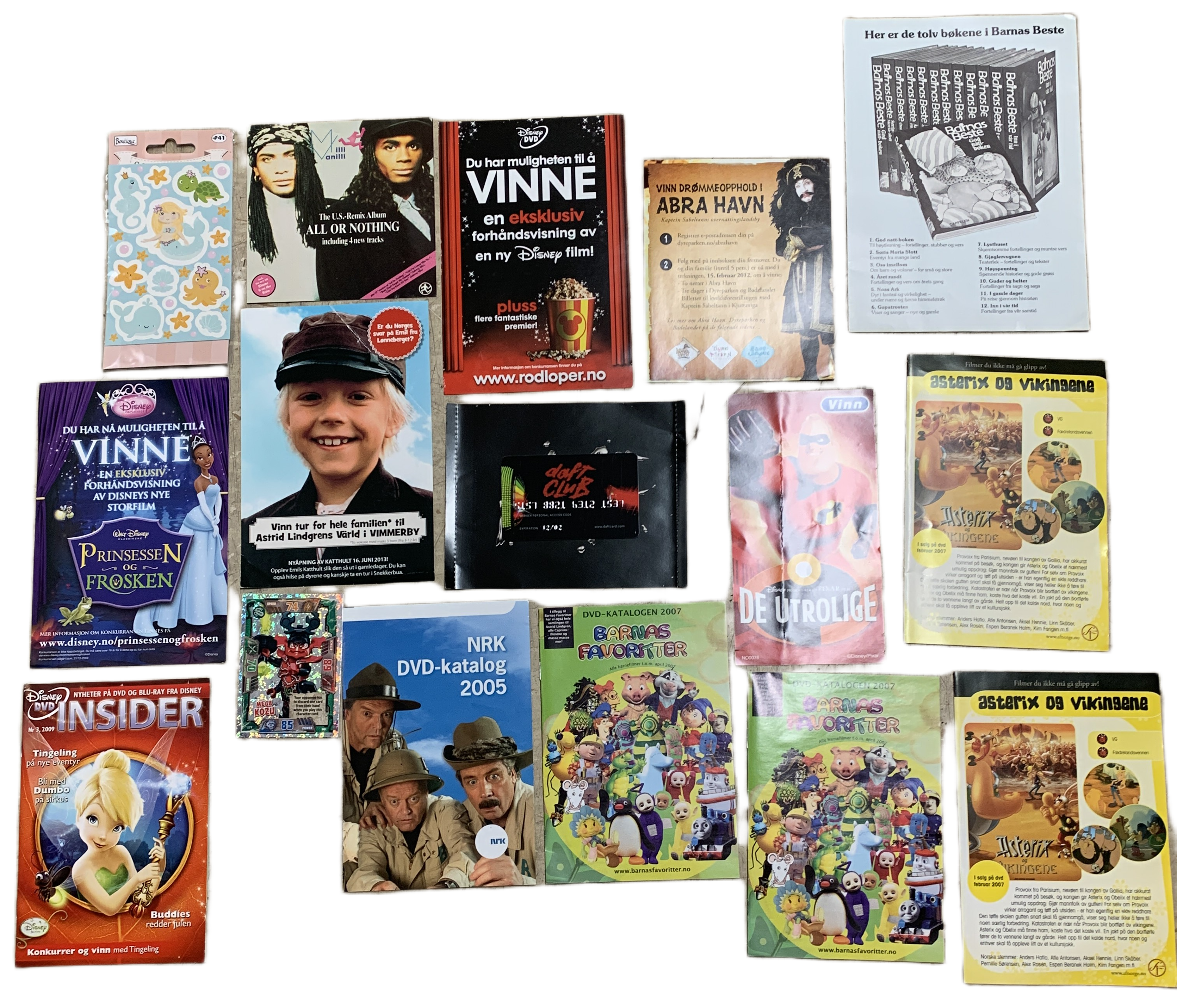 Samling reklame og aktivitetsmateriell