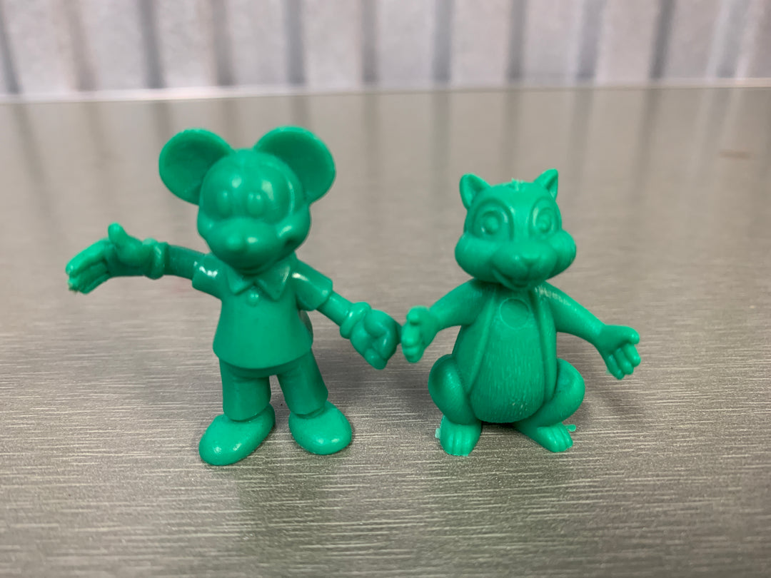 2 figurer fra Donald Duck kjeks pakke - Mikke Mus og Snipp plastfigurer