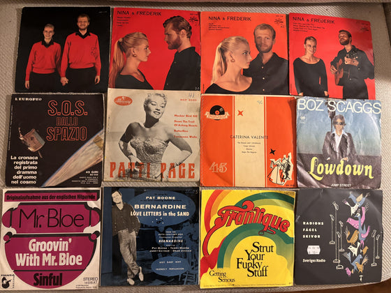 EP-singler – 12 stk. (Nina & Frederik, Patti Page, Boz Scaggs m.fl.)