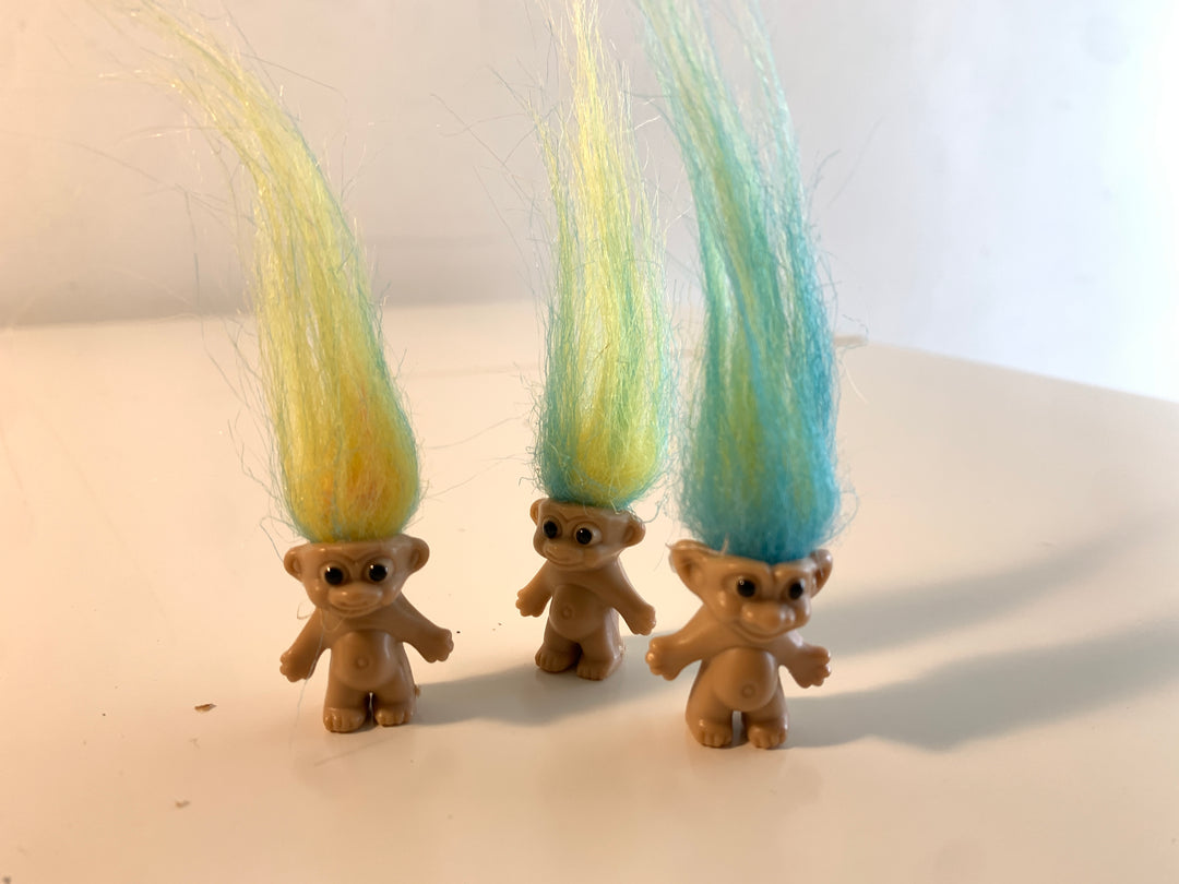 Trollfigurer med farget hår (3 stk.)