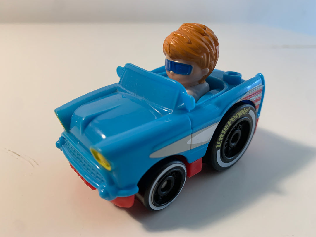 Fisher-Price Little People Wheelies blå bil med sjåfør