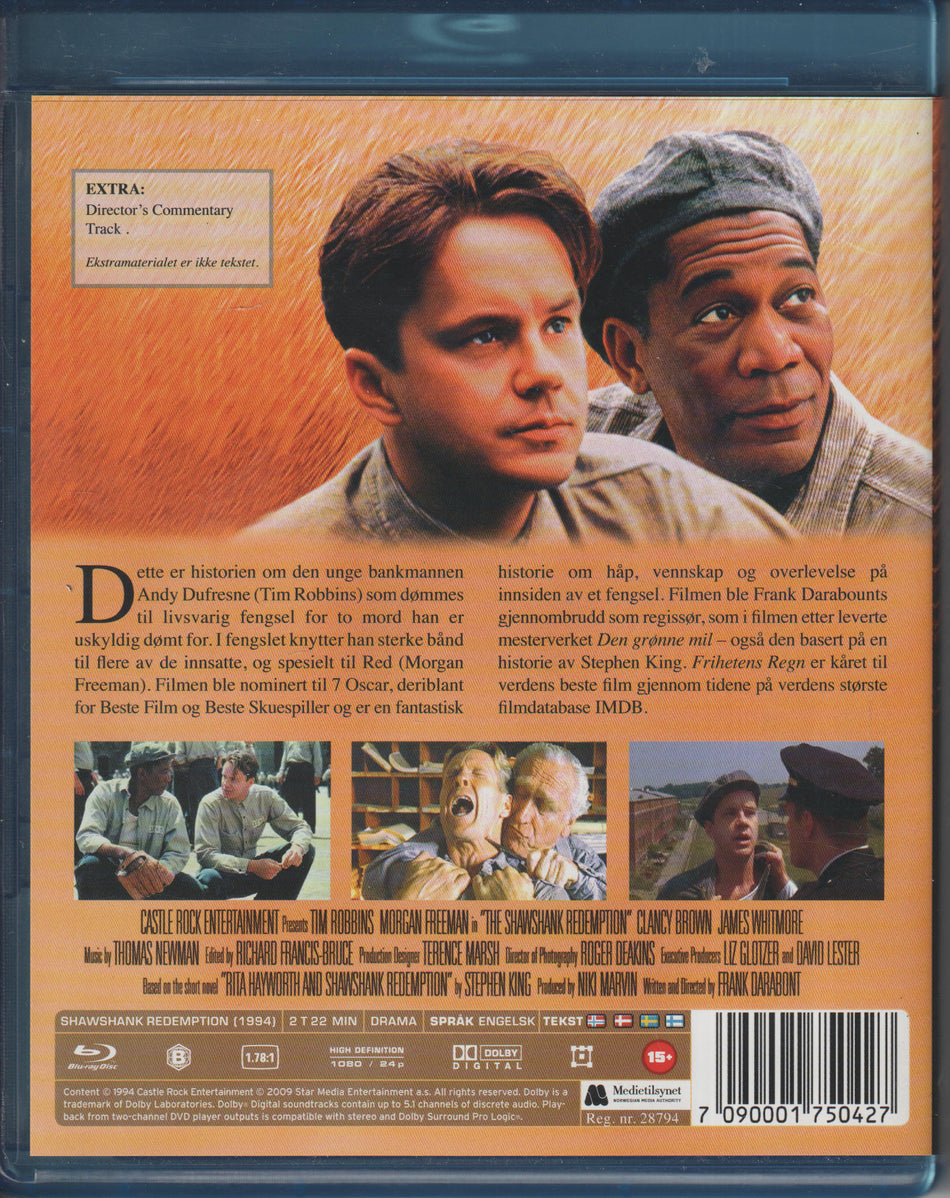 Frihetens regn (The Shawshank Redemption). 1994. Blu-ray.