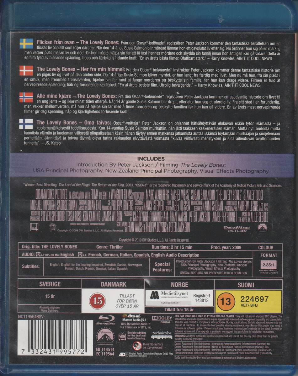 The Lovely Bones. 2009. Blu-ray.