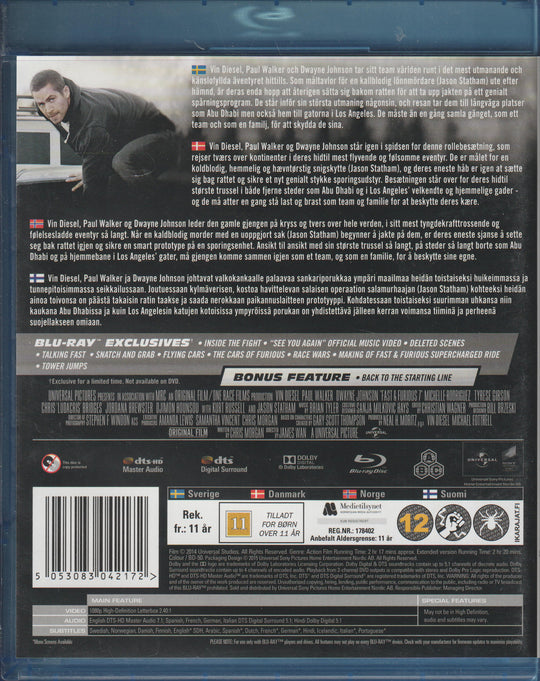 Fast & Furious 7. 2015. Blu-ray.