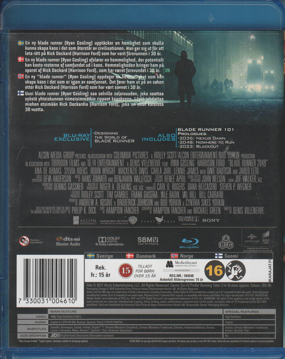 Blade Runner 2049. 2017. Blu-ray.