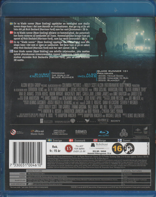 Blade Runner 2049. 2017. Blu-ray.
