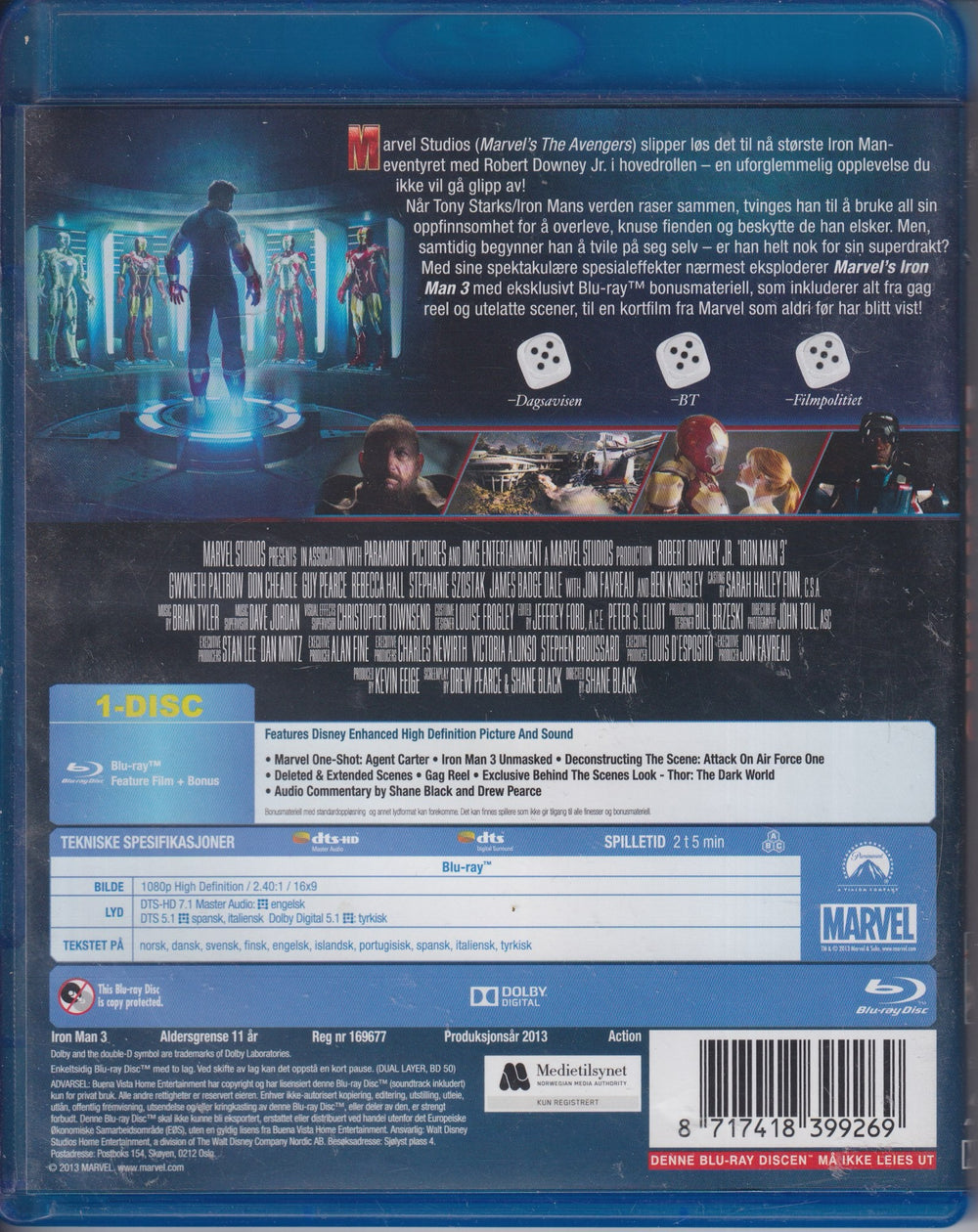 Iron Man 3. 2013. Blu-ray.