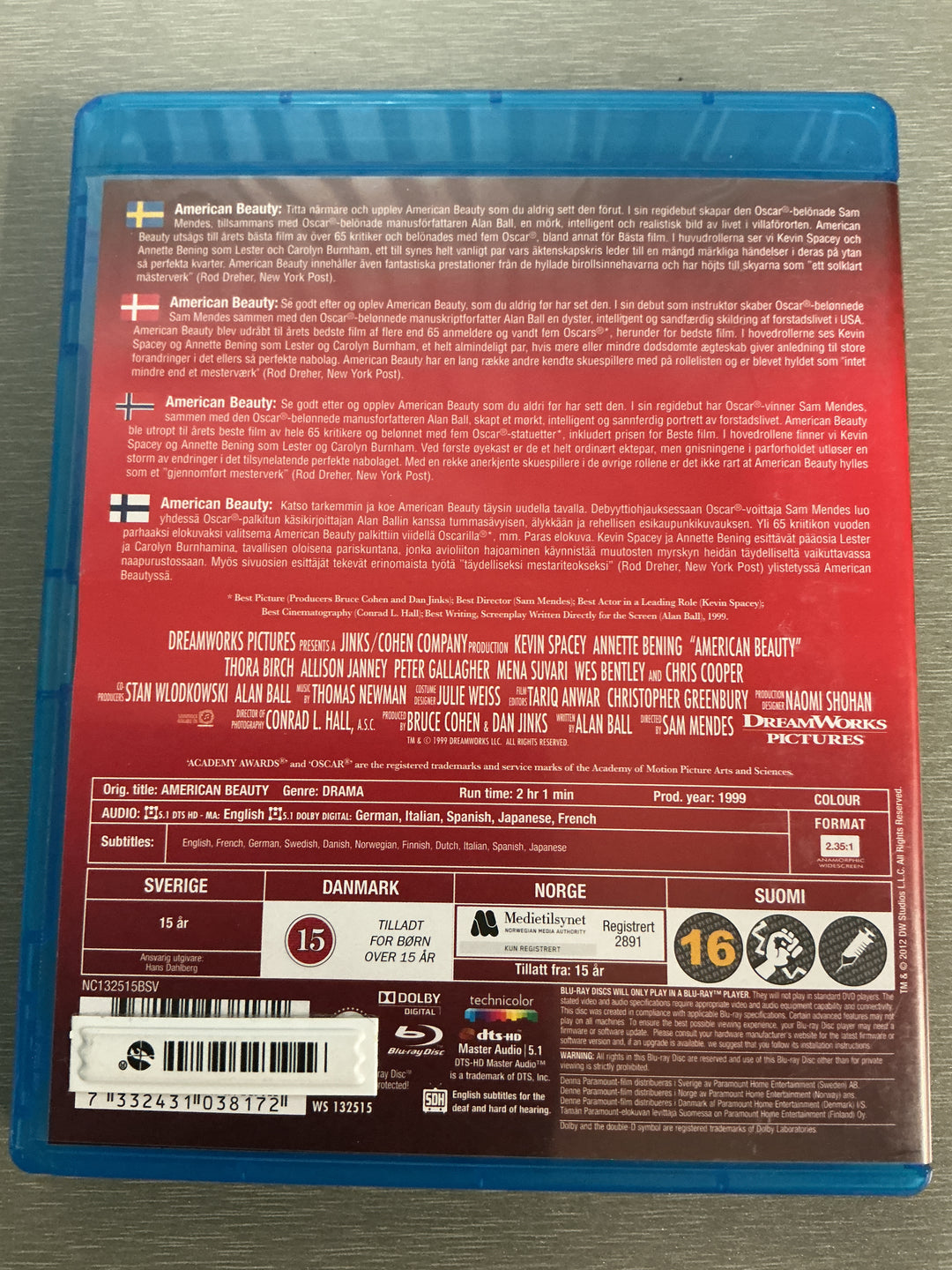 American Beauty. 1999. Blu-ray.