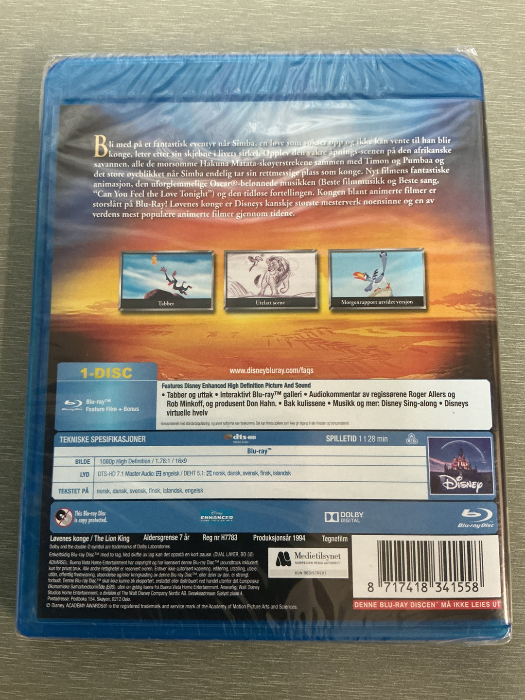 Løvenes konge. 1994. Blu-ray.