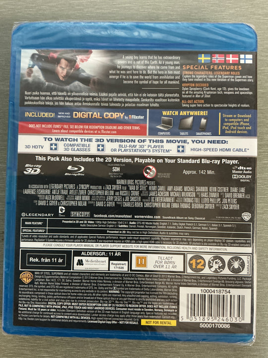 Man of Steel 3D. 2013. Blu-ray.