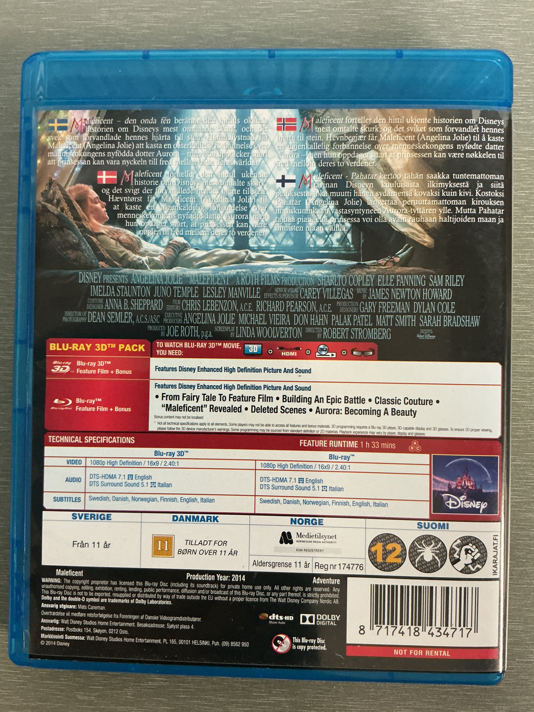 Maleficent 3D. 2014. Blu-ray.