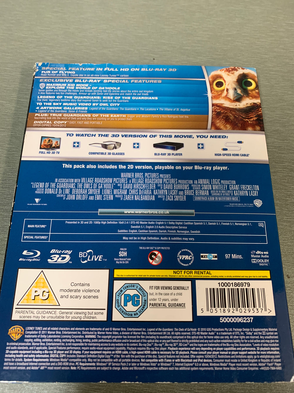 Legend of the Guardians: The Owls of Ga'Hoole 3D. 2010. Blu-ray.