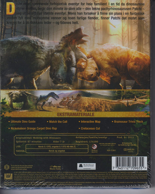 Walking with Dinosaurs 3D. 2013. Blu-ray 3D + Blu-ray + DVD. Ny i plast!
