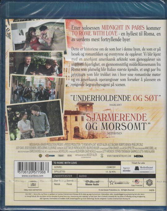 To Rome with Love. 2012. Blu-ray. Ny i plast!