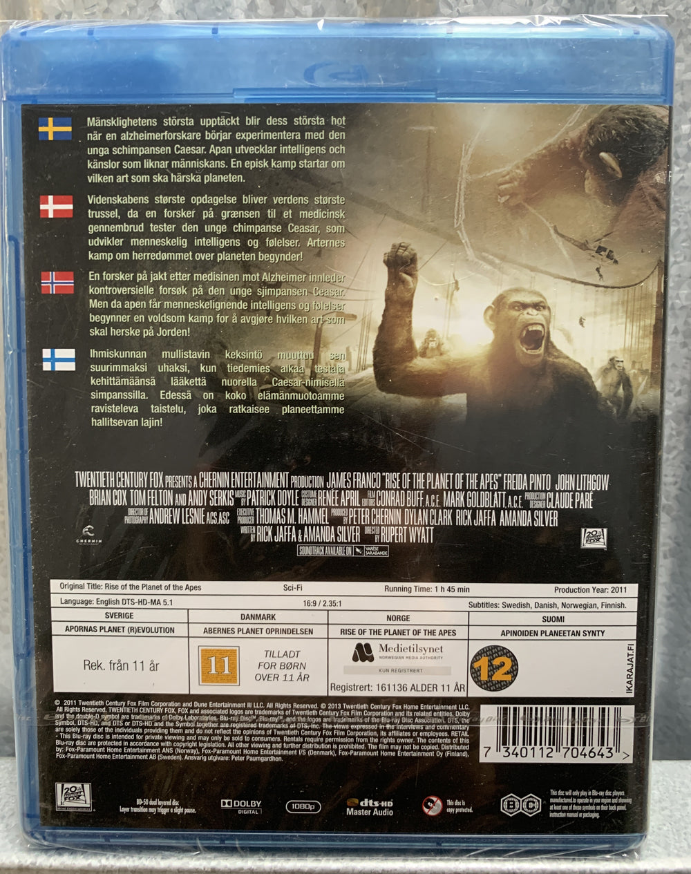 Rise of the Planet of the Apes. 2011. Blu-ray. Ny i plast!
