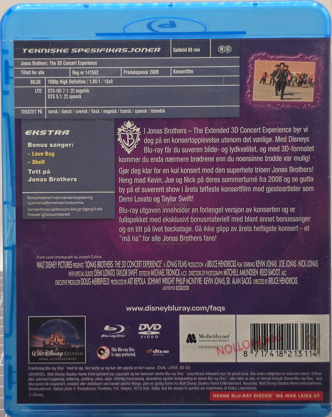 Jonas Brothers: The 3D Concert Experience (2009). Blu-ray.