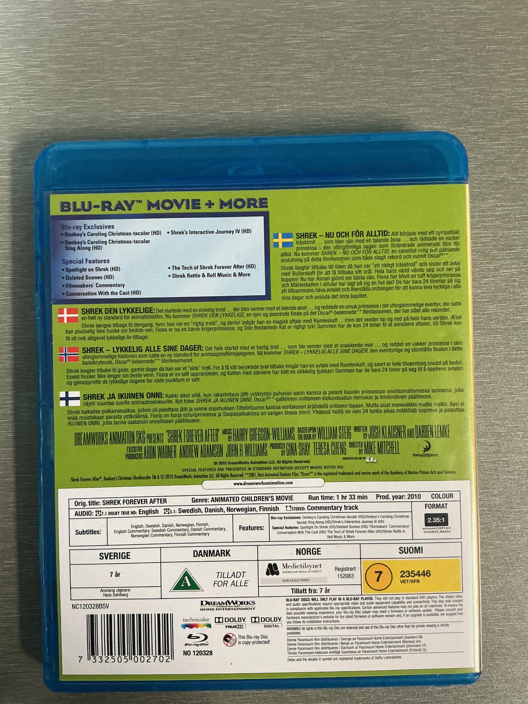 Shrek: Forever After - The Final Chapter (2010). Blu-ray.
