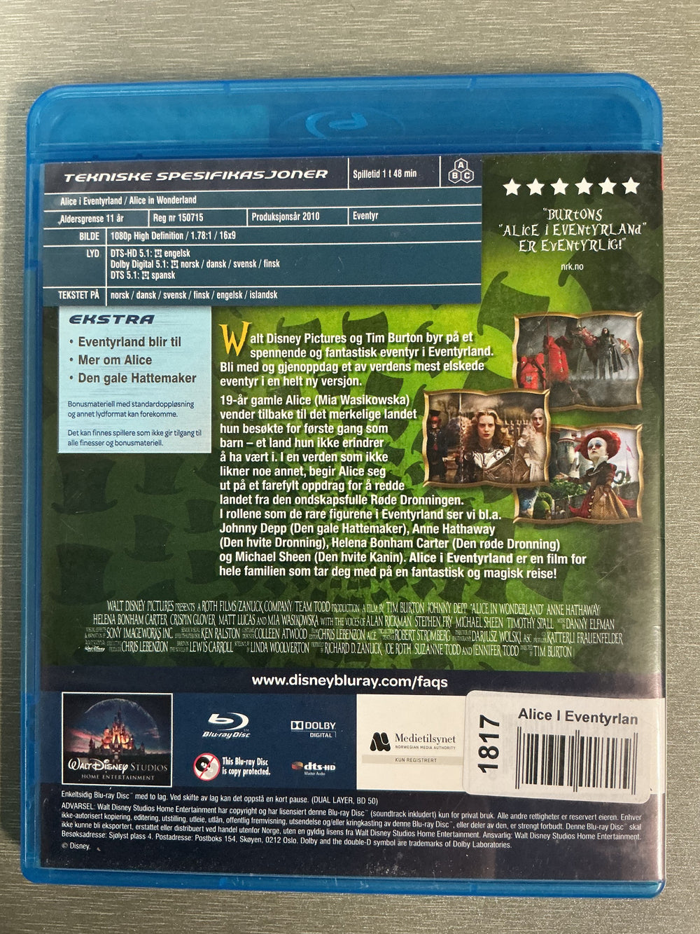 Alice in Wonderland. 2010. Blu-ray.