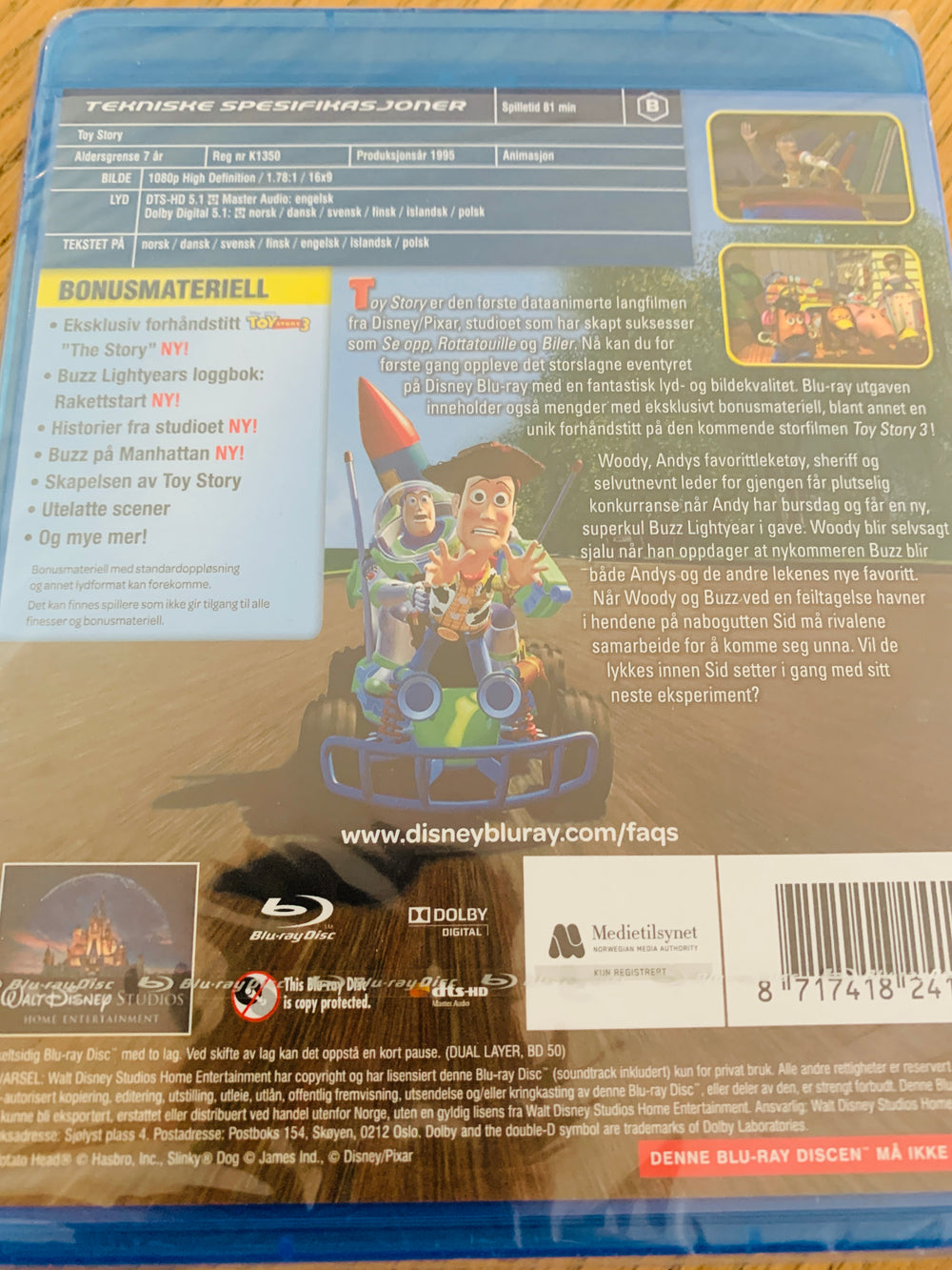 Toy Story (1995). Blu-ray. Ny i plast!