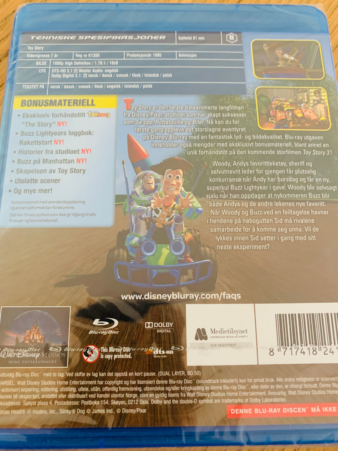 Toy Story (1995). Blu-ray. Ny i plast!
