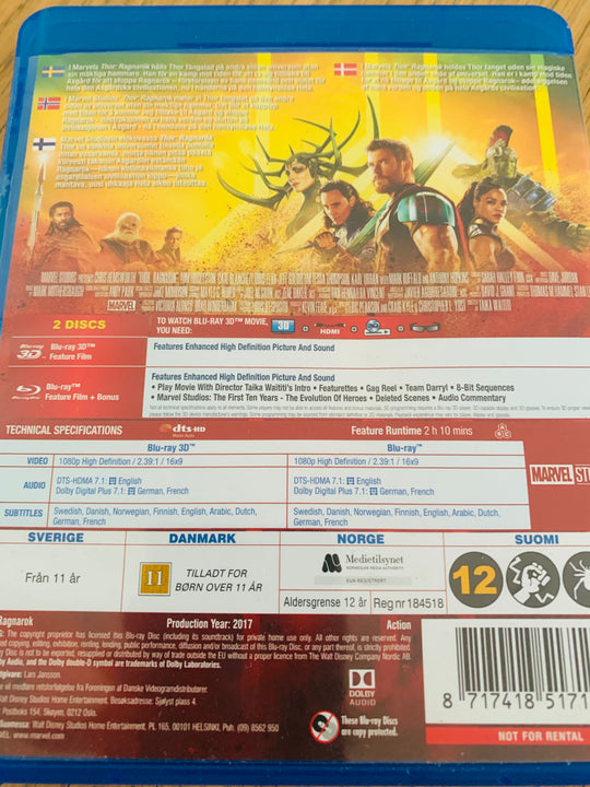 Thor: Ragnarok (2017). Blu-ray. Ny i plast!