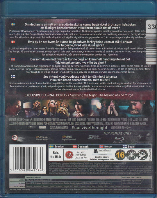 The Purge (2013). Blu-ray.