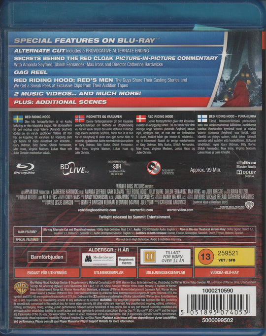 Red Riding Hood (2011). Blu-ray.
